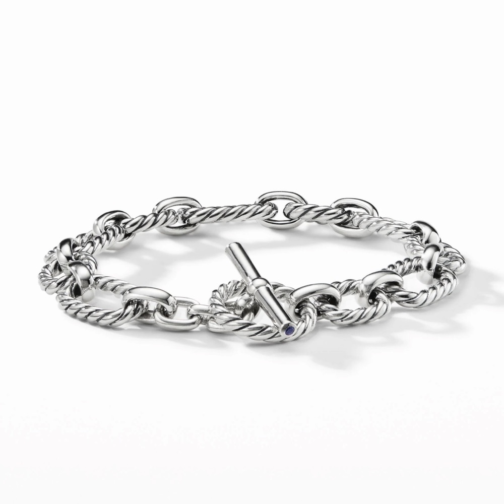 David Yurman Sterling Silver Cable Link Toggle Bracelet